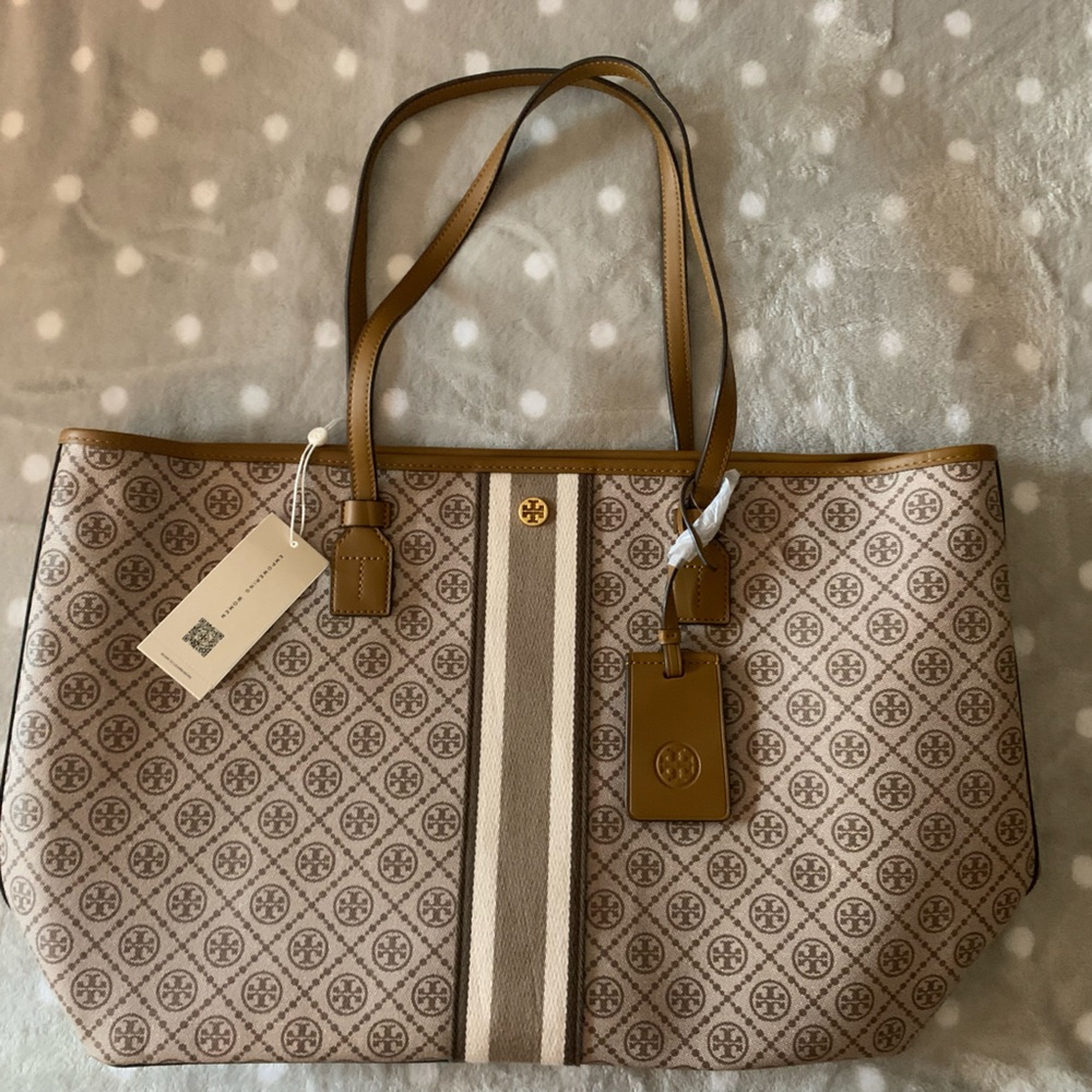 Tory Burch T monogram coated canvas tote NWT